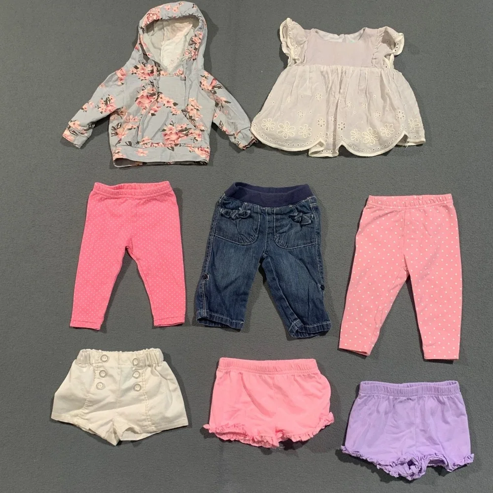 Baby Girl 3-6M Bundle 8pc Baileys Blossoms Old Navy Carters Floral‎ Denim Pink